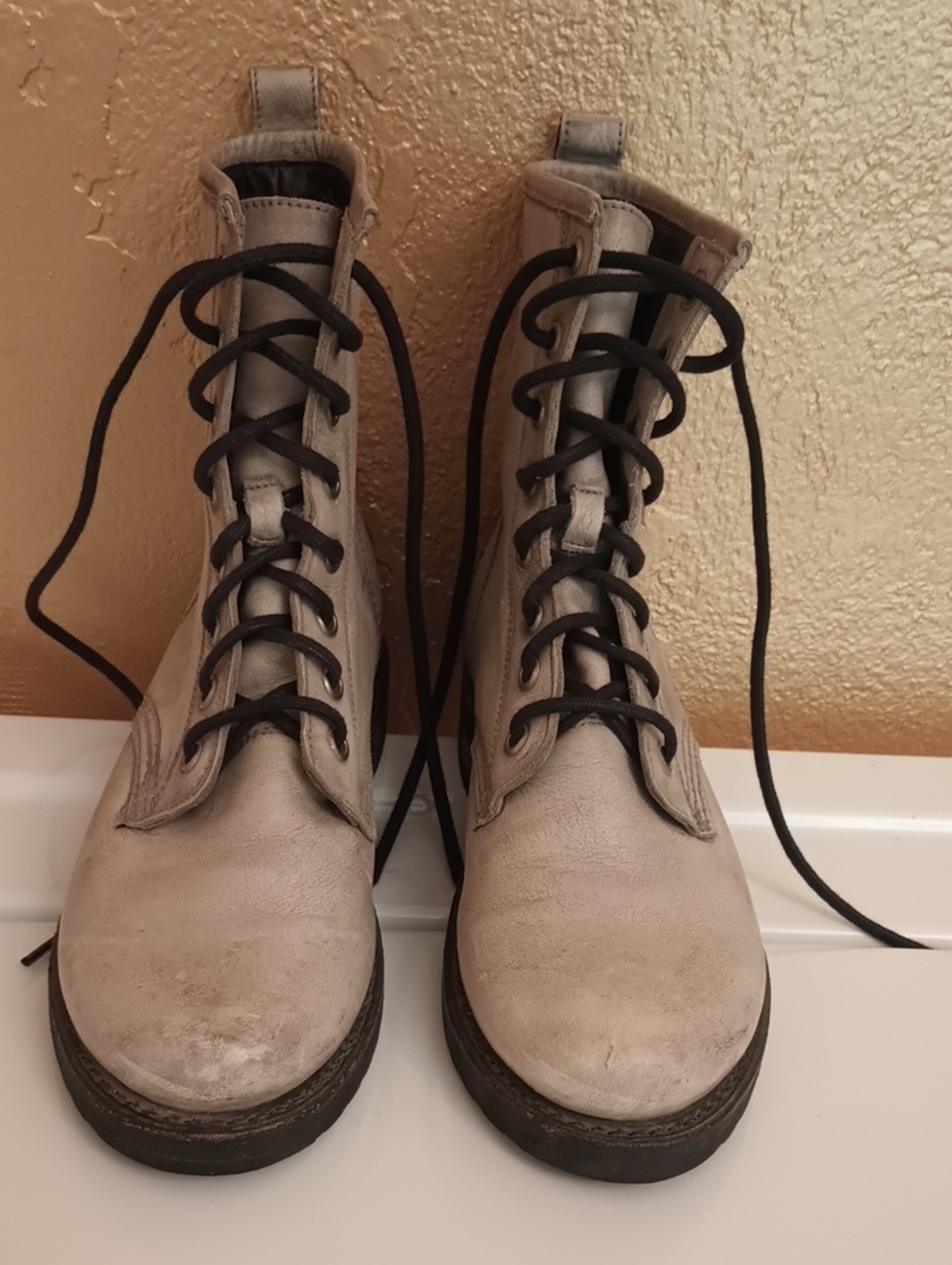 Frye Gray Lace Up Boots